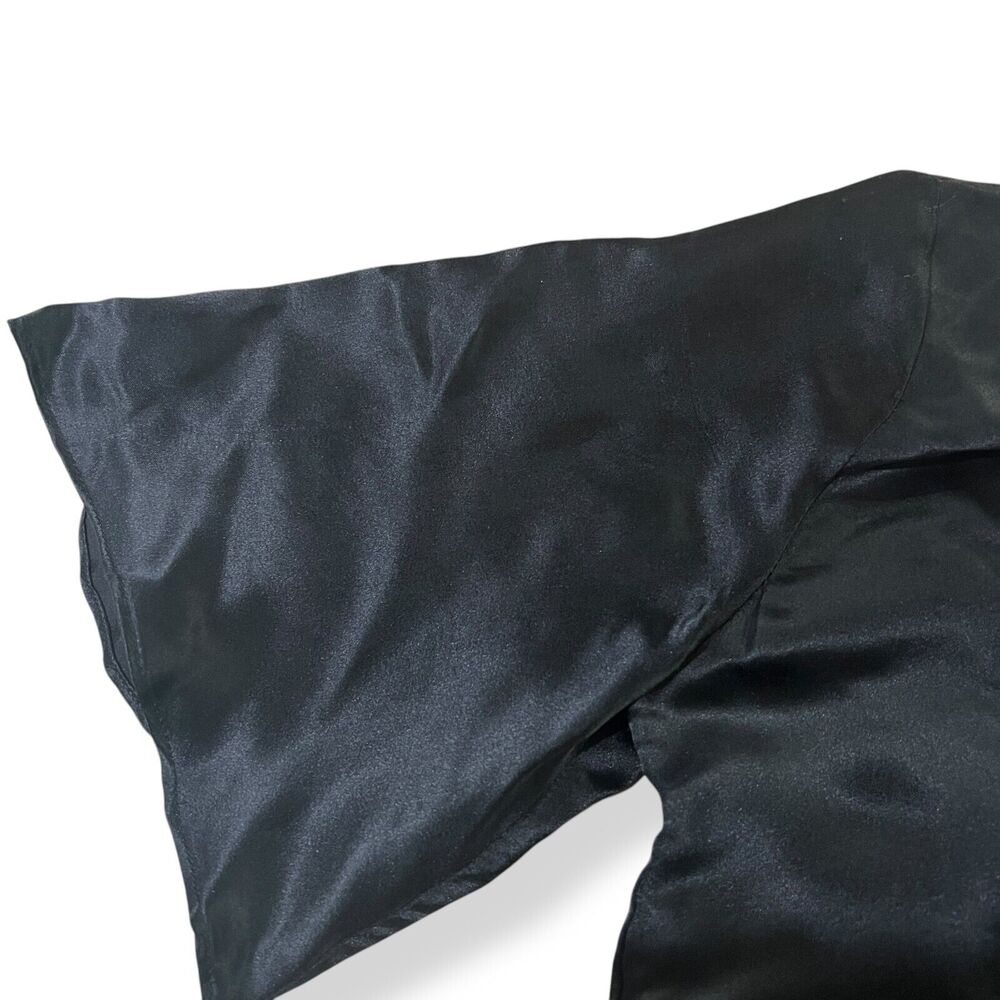 & Other Stories Black Silk Blend Satin Tie Front Midi Dress Sz 2 Flutter Sleeve - Picture 11 of 12